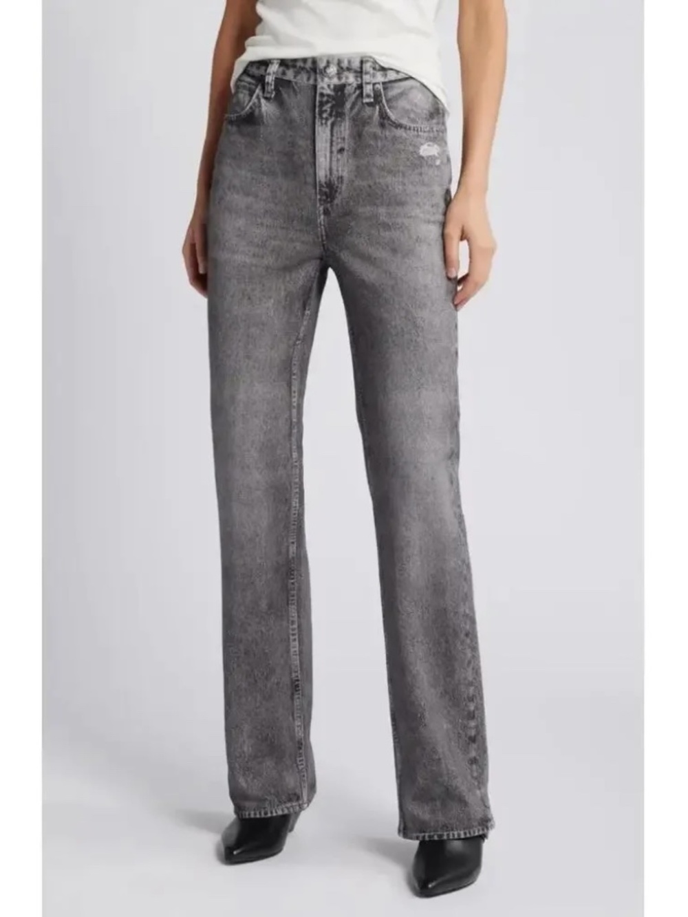 Rag & Bone Miramar Shea Straight-Leg Sweatpant Jeans in Gray Size 25